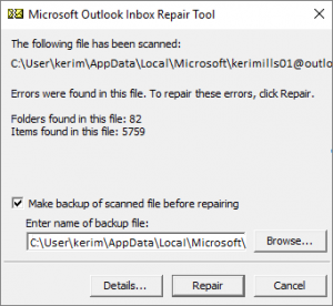 outlook crashes when opening archive